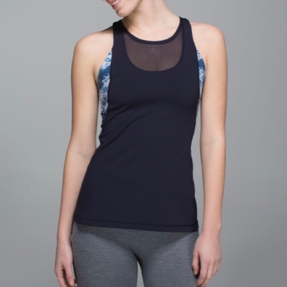 Lululemon Navy Tie Dye Mesh Tank - Picture 2 of 6